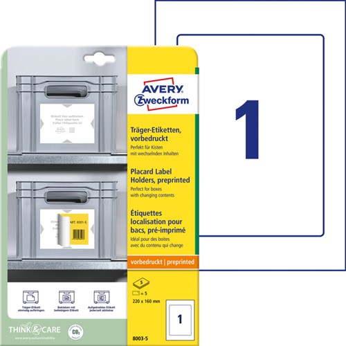 Positioneeretiket Avery 8003 220x160mm bedrukt 5 stuks-2
