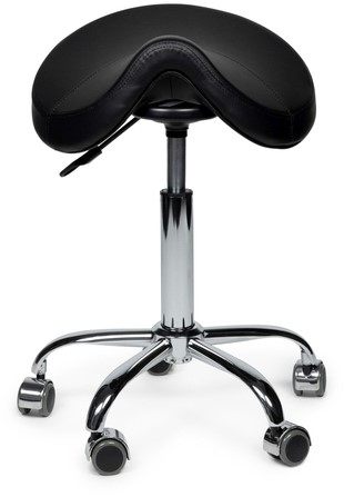 Zadelkruk Office Premium laag zonder voetring harde wielen zw