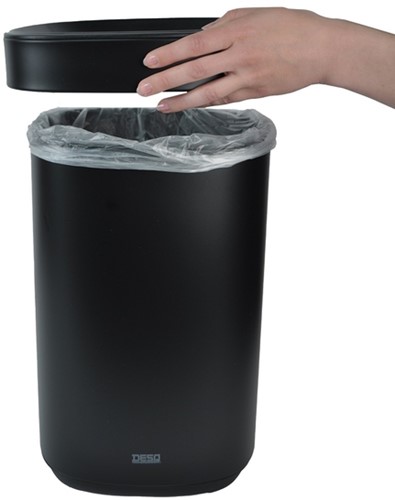 Afvalbak Desq open inworp 20 liter metaal zwart-3