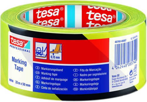 Markeringstape tesa 60760 PV1 50mmx33m geel-zwart