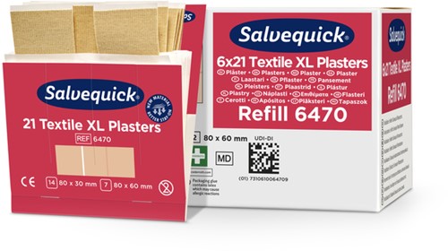 Pleisters Salvequick textiel extra groot 6x 21 stuks