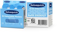 Pleisters Salvequick blauw detectabel refill 6x 35 stuks