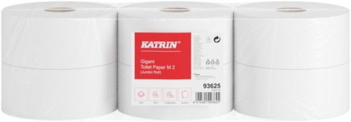 Toiletpapier Katrin Gigant M jumbo medium 2-laags 300m wit 93625-2