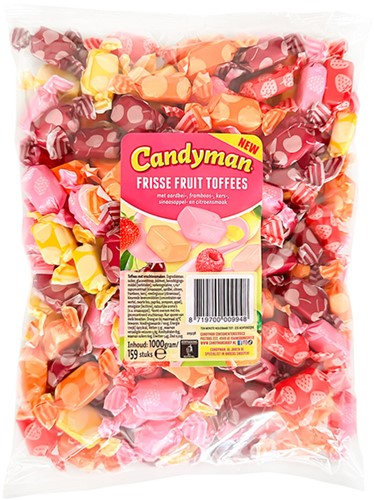 Toffees Candyman frisse fruit zak 1kg