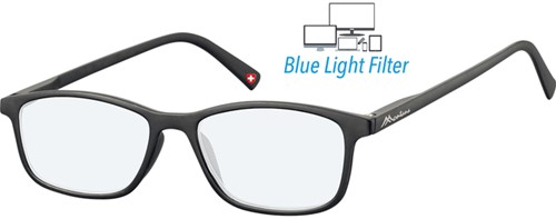 Bril  Montana +0.00 dpt blue light filter zwart
