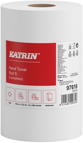 Poetspapier Katrin Plus klein 1-laags 400 vel wit 97616