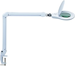 Loeplamp MAUL Source LED dimbaar met tafelklem lens 126 cm2 wit