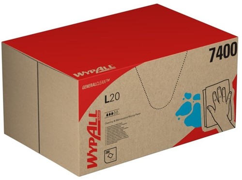 Poetsdoek WypAll L20 GeneralClean 420x330mm 280vel dispenserdoos blauw 7400