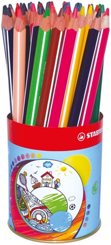 Kleurpotloden STABILO 203 Trio dik assorti classpack blik à 38 stuks