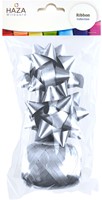 Cadeaulint Polyband en 2 rozetten zilver-2