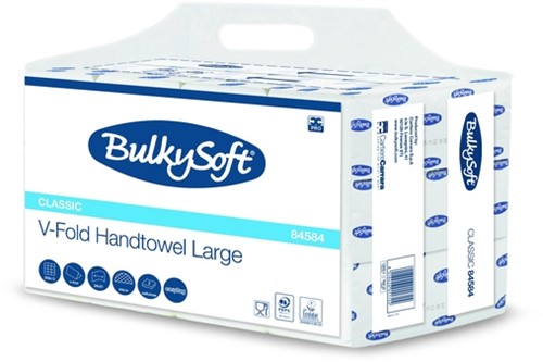 Handdoek BulkySoft Classic v-vouw 2-laags 240x210mm 12x250 vel wit 84584