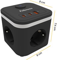 Stekkerblok Fellowes Power Cube F 3vdg 1xUSB A 2xUSB C 2 meter zwart-2