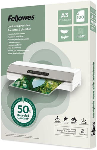Lamineerhoes Fellowes A3 2x75micron recycled mat 100stuks