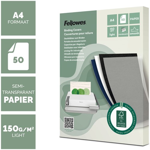 Voorblad Fellowes A4 FSC translucent papier 150gram 50vel-2