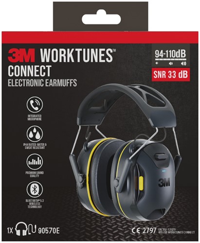 Oorkap 3M WorkTunes Connect Bluetooth 94-110 dB zwart