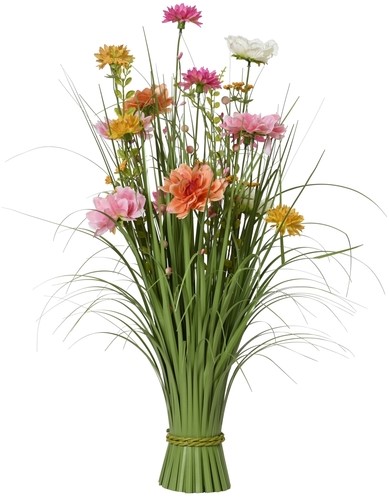 Kunstgras Everlands met bloemen roze 70cm polyester