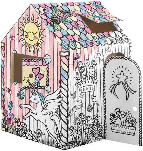 Kartonnen speelhuis XL Eenhoorn Bankers Box Play inkleurbaar