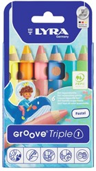 Kleurpotlood LYRA Groove Triple One extra dik set à 6 pastelkleuren