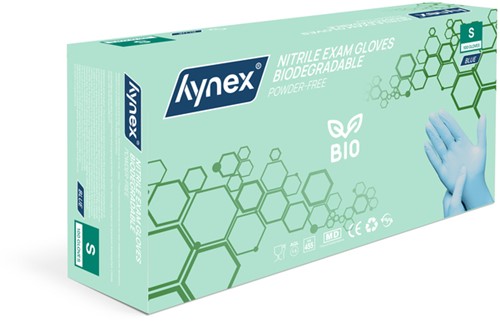 Handschoen Hynex nitril Bio S blauw 3.5gr 100 stuks-2