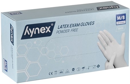Handschoen Hynex latex M wit 5gr 100 stuks