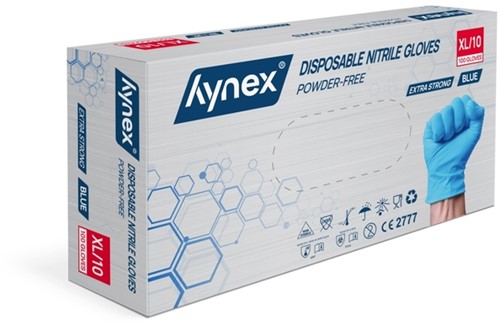 Handschoen Hynex nitril XL blauw 5gr extra sterk 100 stuks