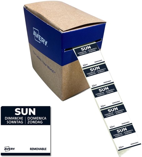 Etiket Avery HACCP zondag-zwart 25x25mm 1000 stuks