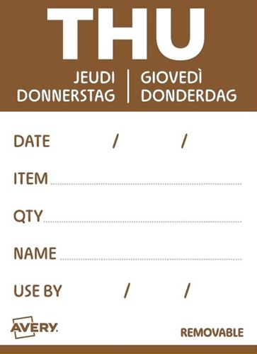 Etiket Avery HACCP donderdag-bruin 40x56mm 500st-2