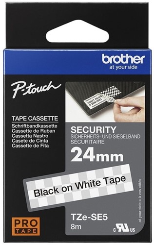 Labeltape Brother P-touch TZe-SE5 veiligheidstape 24mm zwart op wit