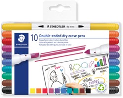 Whitebordstiften Staedtler dry erase dubbele punt set à 10 kleuren