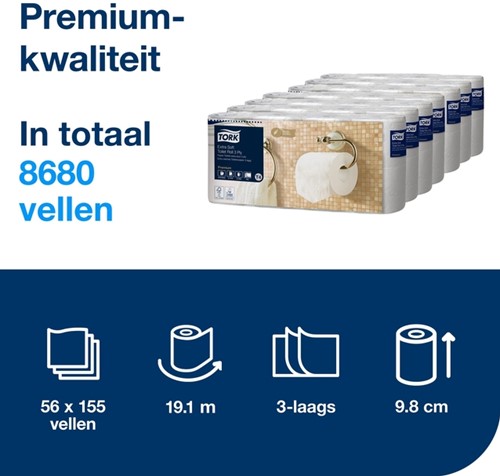 Toiletpapier Tork T4 Premium 3-laags 56x155 vel wit 110319-2