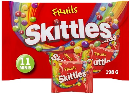 Snoep Skittles fruit uitdeelzak 11 zakjes a 18 gram