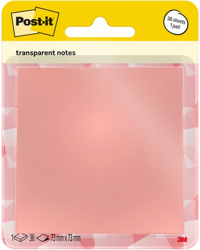 Memoblok Post-it 3M 73x73mm Transparant roze