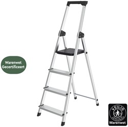 Huishoudtrap BRASQ  aluminium SLA400 zilver 4-treden