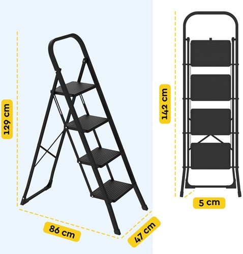 Huishoudtrap BRASQ 4 treden SLM400 zwart-3