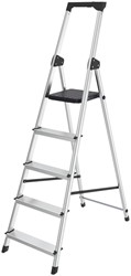 Huishoudtrap BRASQ  aluminium SLA500 zilver 5-treden