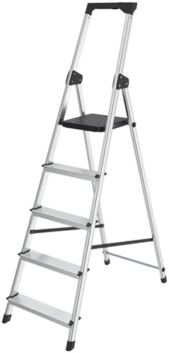 Huishoudtrap BRASQ  aluminium SLA500 zilver 5-treden