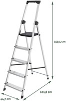 Huishoudtrap BRASQ  aluminium SLA500 zilver 5-treden-1