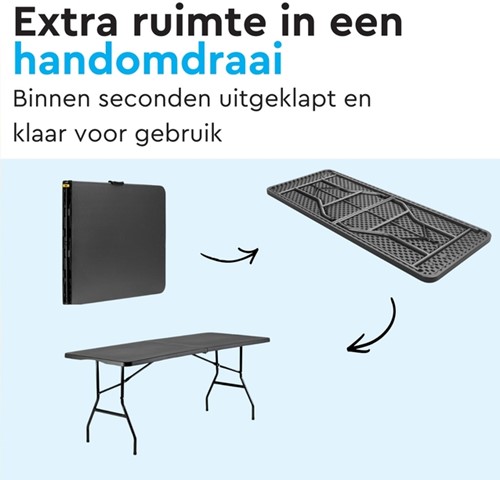 Vouwtafel BRASQ 180x70x74cm FT180 zwart-3