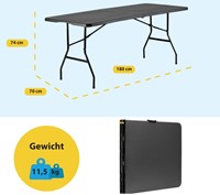 Vouwtafel BRASQ 180x70x74cm FT180 zwart-2