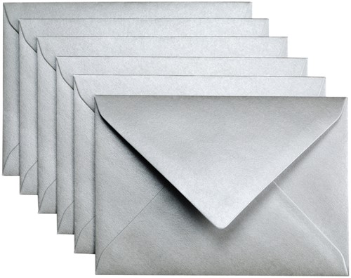 Envelop Papicolor C6 114x162mm zilver 6/st