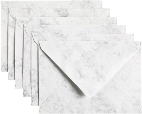 Envelop Papicolor C6 114x162mm marble grijs 6/st