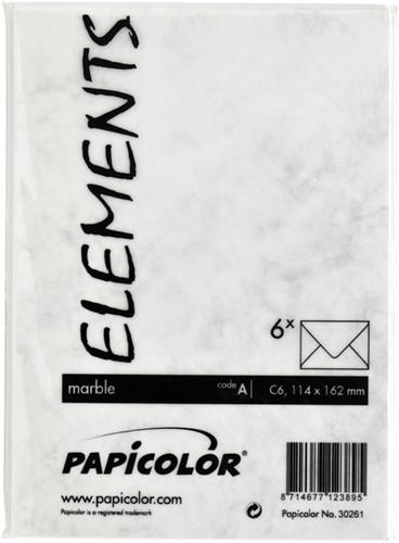 Envelop Papicolor C6 114x162mm marble grijs 6/st-3