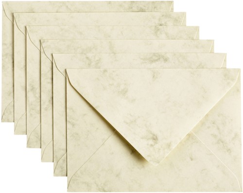 Envelop Papicolor C6 114x162mm marble ivoor 6/st