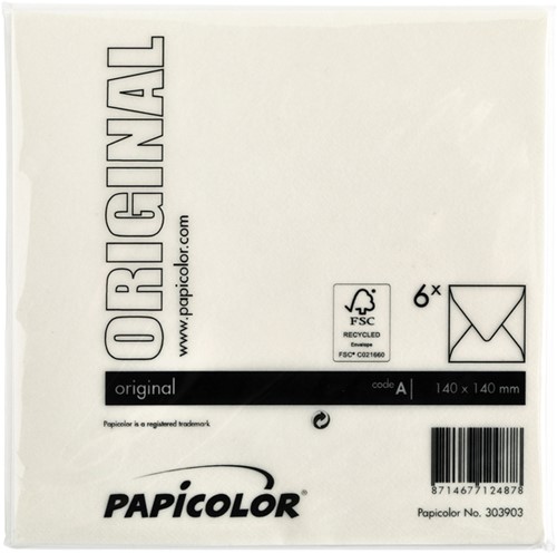 Envelop Papicolor 140x140mm anjerwit 6/st-3