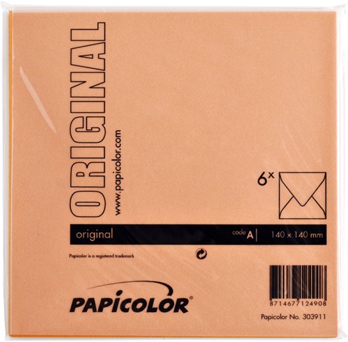 Envelop Papicolor 140x140mm oranje 6/st-3