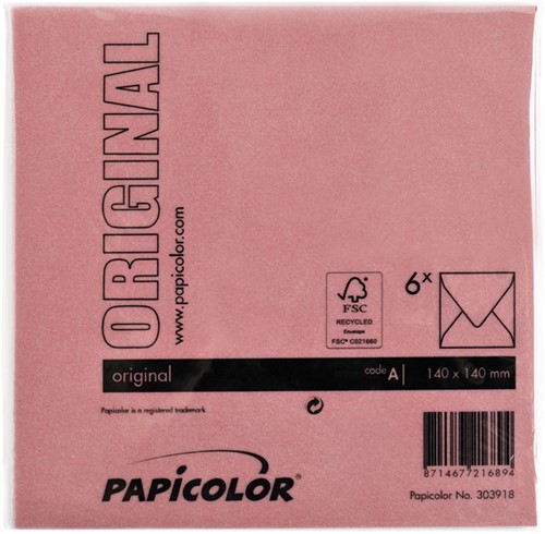Envelop Papicolor 140x140mm rood 6/st-3