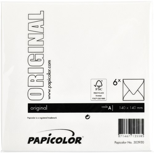 Envelop Papicolor 140x140mm hagelwit 6/st-3