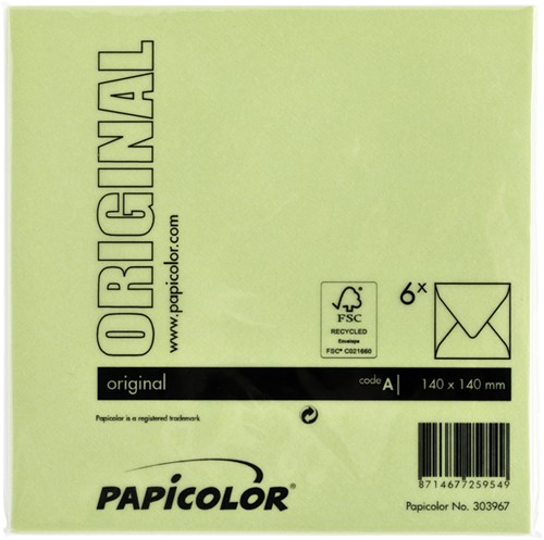 Envelop Papicolor 140x140mm appelgroen 6/st-3