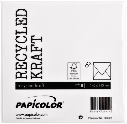 Envelop Papicolor 140x140mm kraft wit 6/st-3