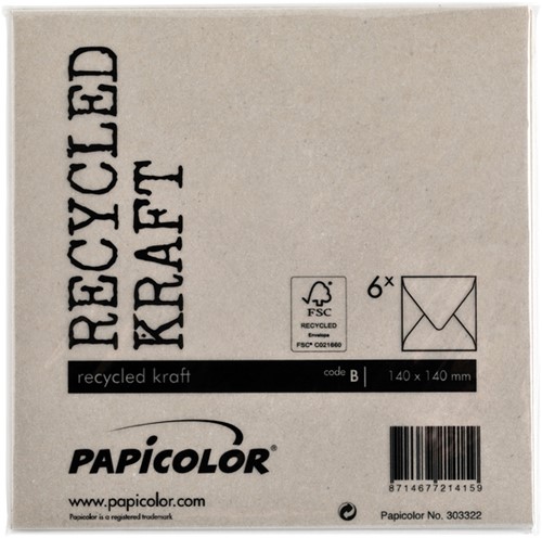 Envelop Papicolor 140x140mm kraft grijs 6/st-3